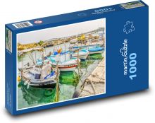 Rybářský přístav - dok, lodě Puzzle 1000 dílků - 60 x 46 cm