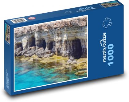 Mořské jeskyně - skalnaté pobřeží, eroze  - Puzzle 1000 dílků, rozměr 60x46 cm