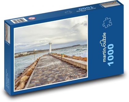 Mólo pri pobreží - maják, more - Puzzle 1000 dielikov, rozmer 60x46 cm