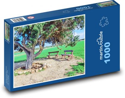 Strom na vidieku - park, lavička - Puzzle 1000 dielikov, rozmer 60x46 cm