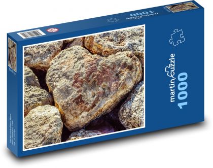 Srdce z kamene - skála, milovat - Puzzle 1000 dílků, rozměr 60x46 cm