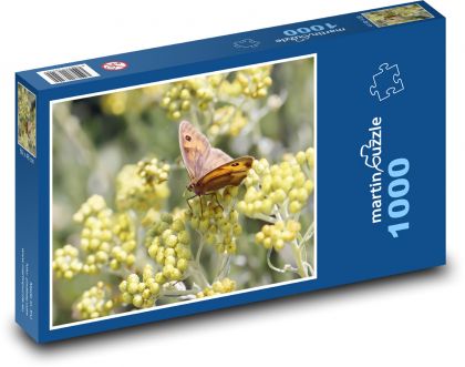 Motýl - opýlení, květina - puzzle 1000 dílků