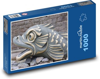 Ryba - socha, kameň - Puzzle 1000 dielikov, rozmer 60x46 cm