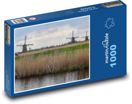 Mill - Netherlands, river - Puzzle 1000 pieces, size 60x46 cm 