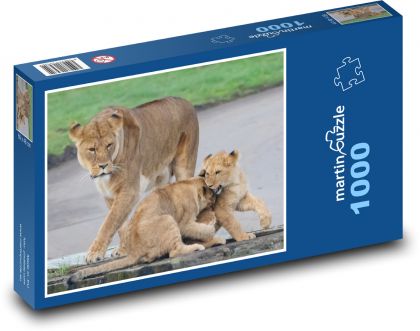 Löwin - Mutter, Jungen - Puzzle - 1000 Teile