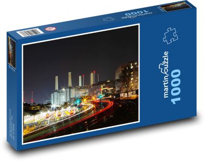 Railway - power plant, night - Puzzle 1000 pieces, size 60x46 cm 