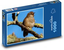 Zaunkönig auf einem Ast - Vogel, Tier Puzzle 1000 Teile - 60 x 46 cm