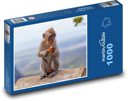 Makak - opice, jesť - Puzzle 1000 dielikov, rozmer 60x46 cm