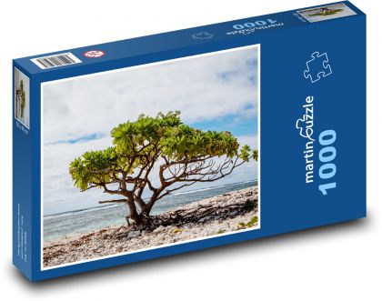 Strom na pláži - osamělý strom, moře  - Puzzle 1000 dílků, rozměr 60x46 cm