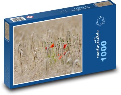 Roter Mohn - Gerstenfeld, Natur - Puzzle - 1000 Teile