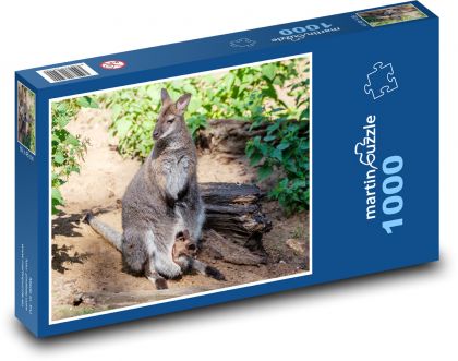 Klokan - vačnatec, matka a mládě - puzzle 1000 dílků