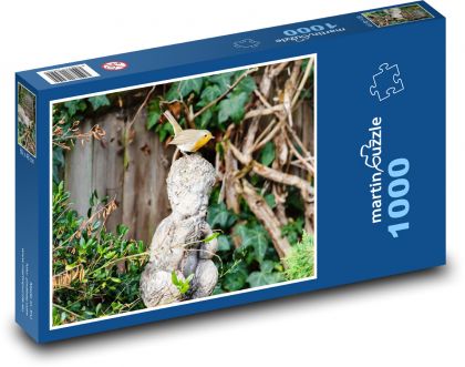 Socha - pták, červenka - Puzzle 1000 dílků, rozměr 60x46 cm