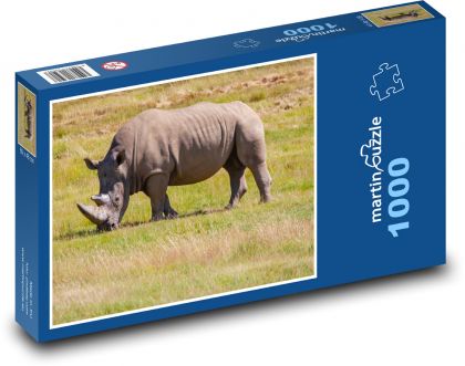 Bílý nosorožec - tuponosý, Afrika - Puzzle 1000 dílků, rozměr 60x46 cm