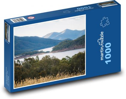 Horské jezero - les, hory - Puzzle 1000 dílků, rozměr 60x46 cm