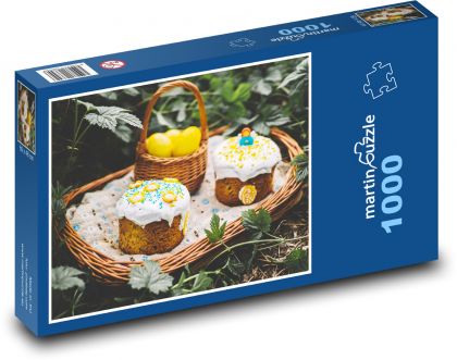 Veľkonočné - cupcakes, piknik - Puzzle 1000 dielikov, rozmer 60x46 cm