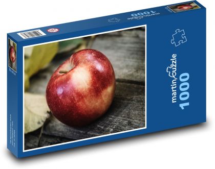 Červené jablko - ovoce, listy  - Puzzle 1000 dílků, rozměr 60x46 cm