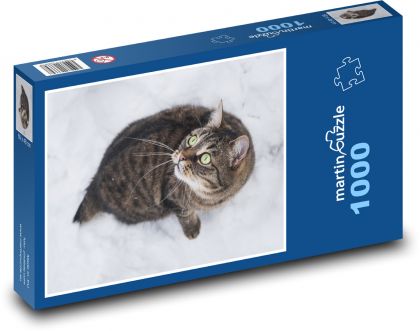 Cat in the snow - pet, winter - Puzzle 1000 pieces, size 60x46 cm 
