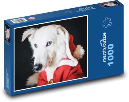 Šteniatko - vianočný oblek, zviera - Puzzle 1000 dielikov, rozmer 60x46 cm