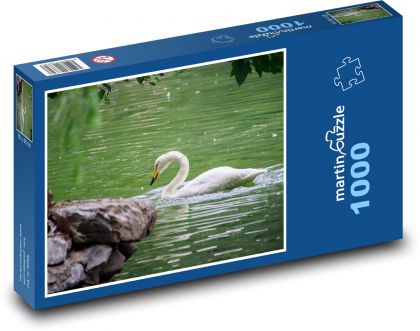 Bílá labuť - vodní pták, jezero - Puzzle 1000 dílků, rozměr 60x46 cm