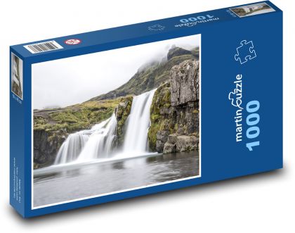Island - vodopád, řeka - Puzzle 1000 dílků, rozměr 60x46 cm