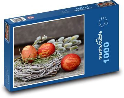Veľkonočné vajíčka - hniezdo, dekorácie - Puzzle 1000 dielikov, rozmer 60x46 cm