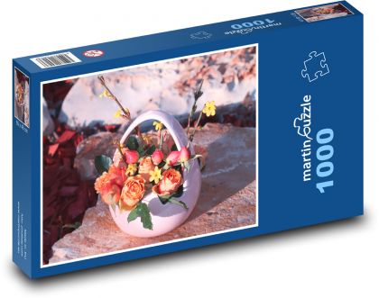Easter basket - bouquet, roses - Puzzle 1000 pieces, size 60x46 cm 