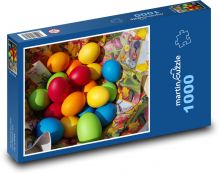 Farebné vajíčka - veľkonočné, vajcia Puzzle 1000 dielikov - 60 x 46 cm