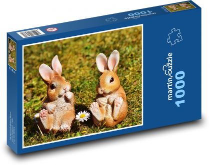 Velkonoční zajíček - dekorace, jaro - Puzzle 1000 dílků, rozměr 60x46 cm