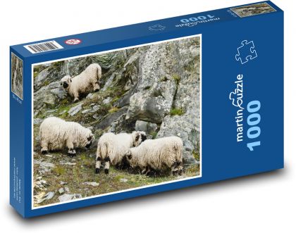 Ovce - dobytek, skály - Puzzle 1000 dílků, rozměr 60x46 cm