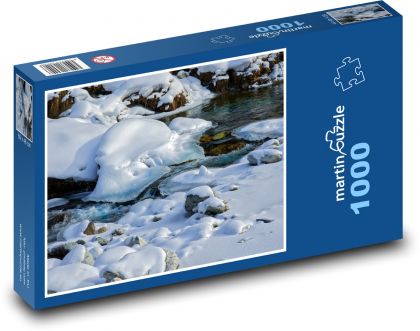 Zamarznięta rzeka - woda, śnieg - Puzzle 1000 elementów, rozmiar 60x46 cm