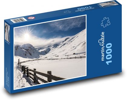 Hory - zimní krajina, sníh - Puzzle 1000 dílků, rozměr 60x46 cm