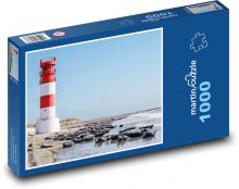 Pieczęcie na plaży - latarnia morska, morze Puzzle 1000 elementów - 60x46 cm