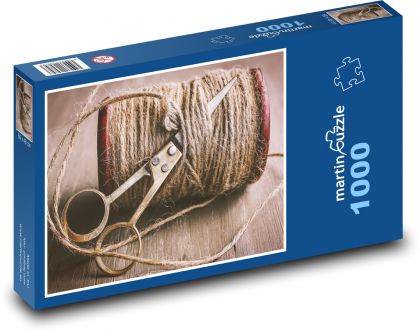 Provaz - nůžky, retro  - Puzzle 1000 dílků, rozměr 60x46 cm