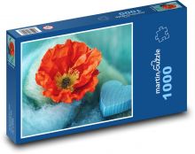 Srdce - mák, dekorace Puzzle 1000 dílků - 60 x 46 cm