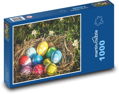 Velikonoční kraslice - vajíčka, dekorace - Puzzle 1000 dílků, rozměr 60x46 cm