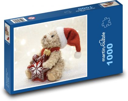 Roztomilý medvedík - Vianoce, hviezda - Puzzle 1000 dielikov, rozmer 60x46 cm