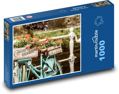 Bicycle - decoration, flowers - Puzzle 1000 pieces, size 60x46 cm 