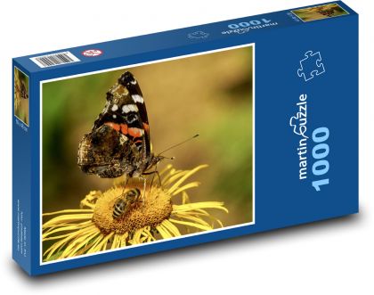 Motýl - opýlení, včela - Puzzle 1000 dílků, rozměr 60x46 cm