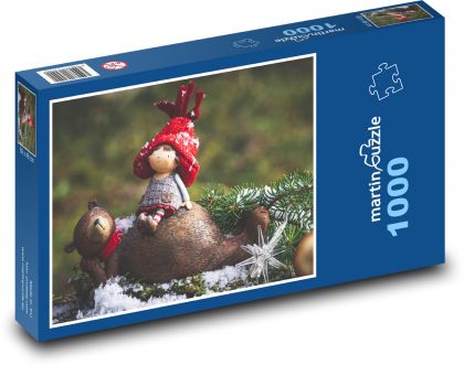 Vánoční dekorace - medvěd, vánoce  - Puzzle 1000 dílků, rozměr 60x46 cm