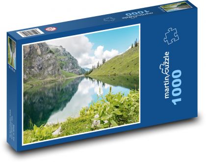 Jezioro Górskie - Alpy, Szwajcaria - Puzzle 1000 elementów, rozmiar 60x46 cm
