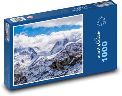 Horský svět - ledovec, Alpy - Puzzle 1000 dílků, rozměr 60x46 cm