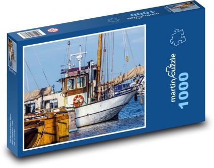 Přístav - lodě, rybářská loď - Puzzle 1000 dílků, rozměr 60x46 cm