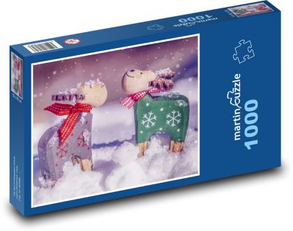 Rentier - Weihnachtsdekoration, Schnee - Puzzle - 1000 Teile
