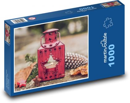 Christmas lantern - candle, Christmas time - Puzzle 1000 pieces, size 60x46 cm 