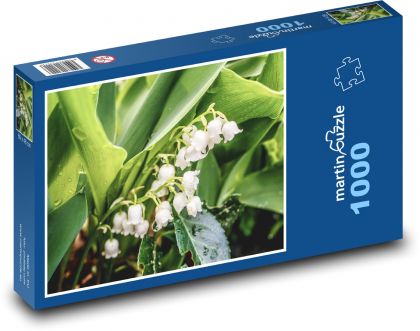 Bílá konvalinka - květ, jaro  - Puzzle 1000 dílků, rozměr 60x46 cm
