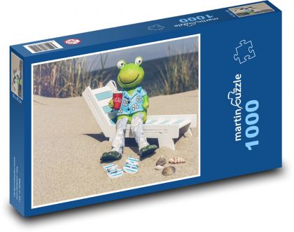 Žába - dovolená, pláž - Puzzle 1000 dílků, rozměr 60x46 cm