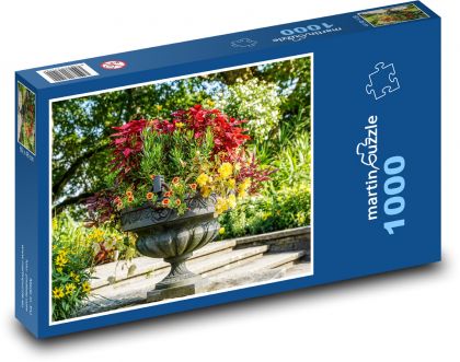 Květiny na zahradě - léto, park - Puzzle 1000 dílků, rozměr 60x46 cm