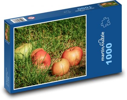 Jablka v trávě - ovoce, padané - Puzzle 1000 dílků, rozměr 60x46 cm