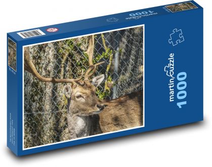Jelen - lesní zvěř, parohy - Puzzle 1000 dílků, rozměr 60x46 cm