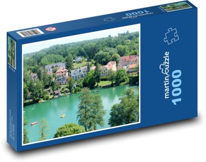 Jezero - město, příroda - Puzzle 1000 dílků, rozměr 60x46 cm